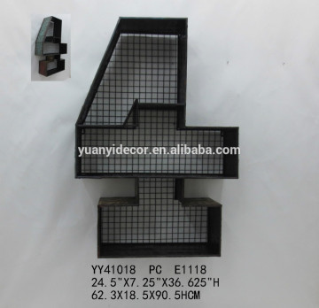 number four shape magazine metal wall shelf