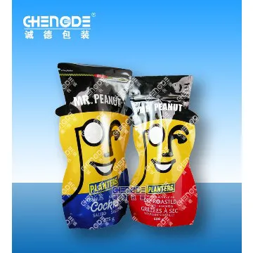 standup pouch with special shape for nuts, snack food packaging bags