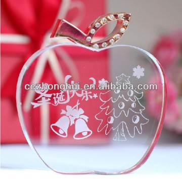 Clear Crystal apple for Christmas Decoration
