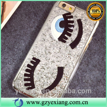 2016 new products glitter big eyes long eyelash style pc cover case for iphone 5s mobile phone back case cover