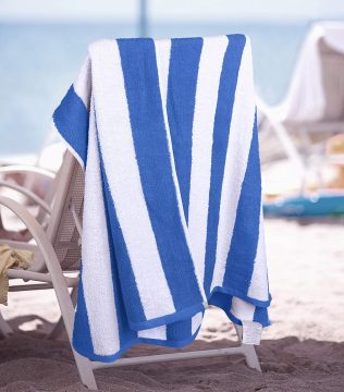 Asciugamano da spiaggia di cotone logo personalizzato - asciugamano da spiaggia a strisce blu e bianca a caldo
