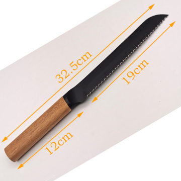 Acacia wood handle Bread knife with forged handle hot sale in Ebay and Amazon