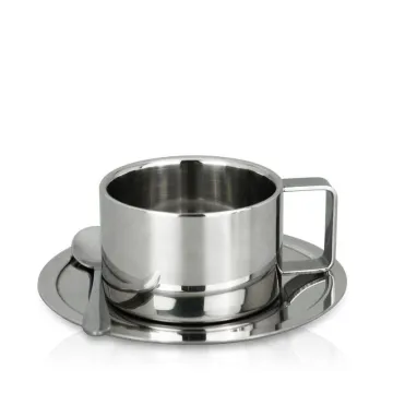 European Style Stainless Steel Coffee Cup Saucer Set