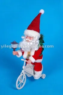 10&quot;santa riding bicycle/santa toys/electrical santa