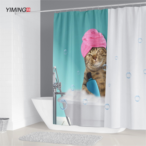 180x200cm bathroom curtain various cute cat printing shower curtain home decoration bathroom with hook Bath curtain