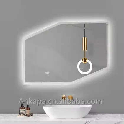 High-Tech Smart Irregular Shaped Silver LED Lighted Intelligent Mirror for Hotels