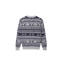 Men's Knitted Jacquard Reindeer Crew Neck Pullover