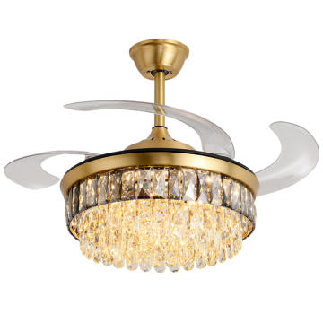 Modern Luxury Crystal Ceiling Fan Lights for Living Rooms and Bedrooms