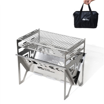 Folding Stainless Steel Portable Grill for Camping and Barbecue