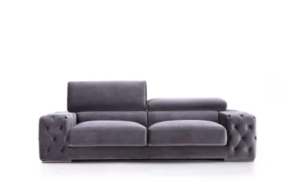 Velvet Chesterfield Sofa with Adjustable Headrest