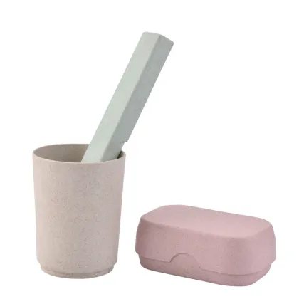 Eco-Friendly Biodegradable Wheat Straw Products: Cups, Soap Cases, and Toothbrush Cases