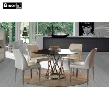 Grey glass round dining table