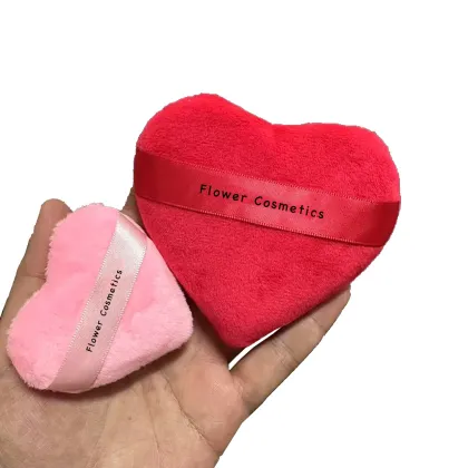 Red Pink Heart Shape Body Powder Puff Loose Powder Container