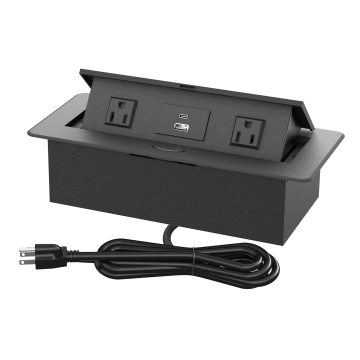 Silver/Black Desktop Power Pop Up Outlet - 20W PD USB Power Socket Factory Wholesale