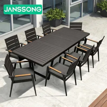 Aluminum Frame Durable Outdoor Furniture: Extendable Dining Table and Chairs Set for Luxury Hotel Patios