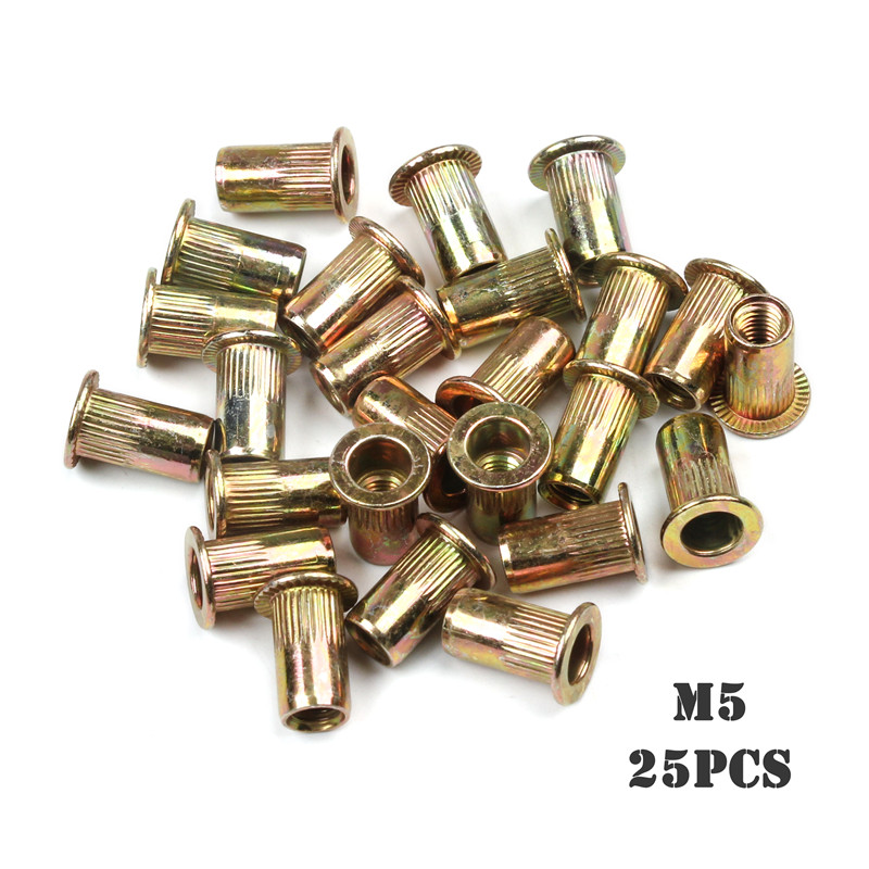 100Pcs Carbon steel Rivet Nuts M4 M5 M6 M8 Flat Head Rivet Nuts Set Nuts Insert Riveting Mix Set