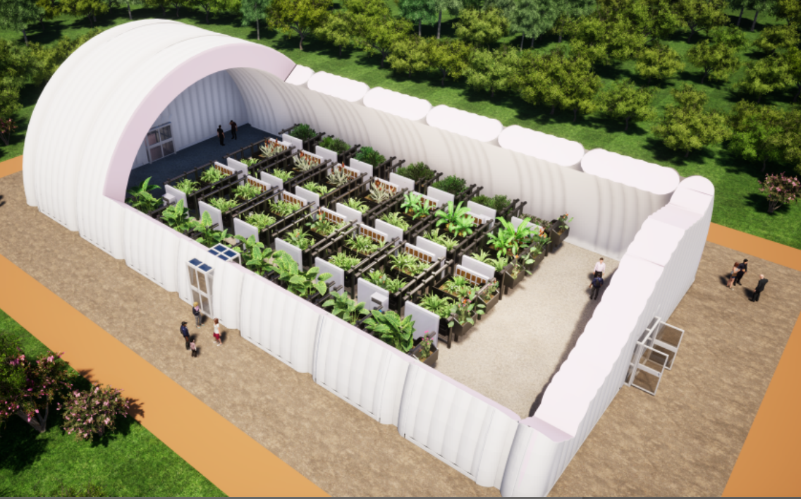 3D rendering of an inflatable agricultural greenhouse