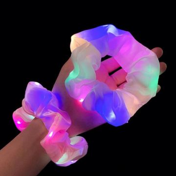 Trendy Luminous Hair Tie Scrunchies - Colorful LED Glowing Headband for Nightclub