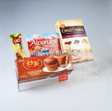 High Quality Customized Acrylic Step Display Rack/acrylic food display For Snacks