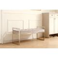 Bench de tecido moderno com pernas de aço inoxidável prateado