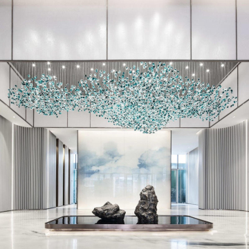 Custom Stair Hall with Crystal Murano Glass Chandeliers for Hotel Lobby Decoration