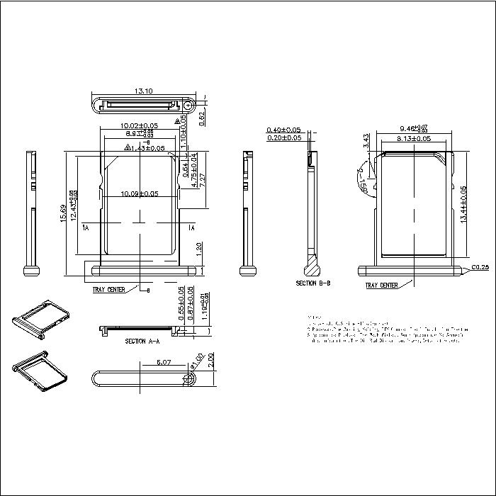 NANO SIM Tray With Hole Bright Nickel ATK-NSIMT001