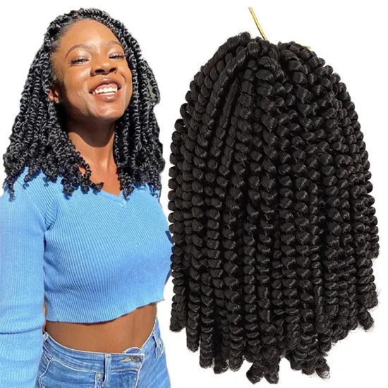 Spring Twist Crochet Hair Extensions African Curly Spring Twist Braiding Hair 8inches Synthetic Fiber Solid And Ombre Color