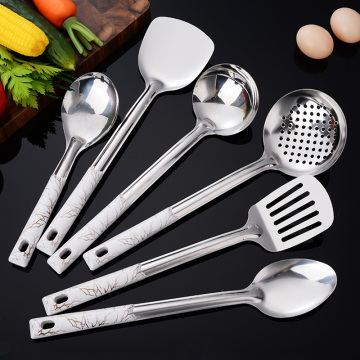 Stainless Steel Skimmer Spatula Set: Soup Spoon and Strainer Kitchen Utensils
