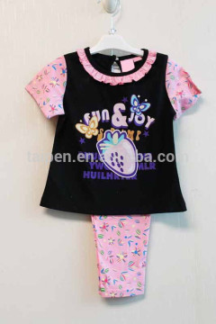 Newest Lovely Baby Girl Summer Pajama Knitted Cap Sleeve Pajama Set TP-7714