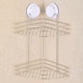 2 tier stainless steel shampoo bathroom corner shelf suction shower rack