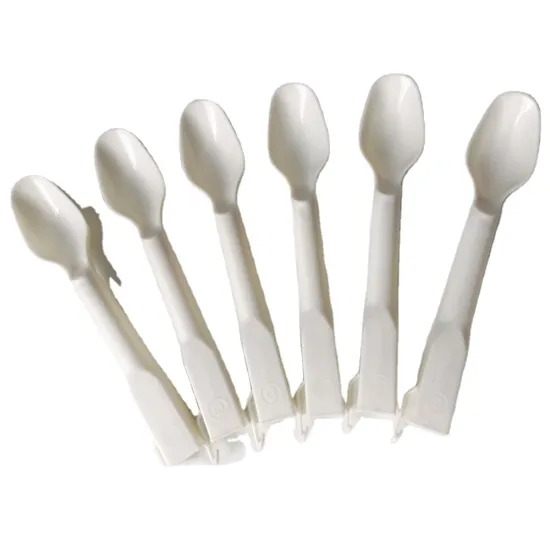 Custom 100% Biodegradable PLA White Plastic Spoon for Flurry Ice Cream Cup