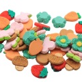Simulation Knitted Flower Carrot Strawberry Fruit Vegetables  Flat Back Resin Cabochon Flatbacks For Girl Headwear Accessories D