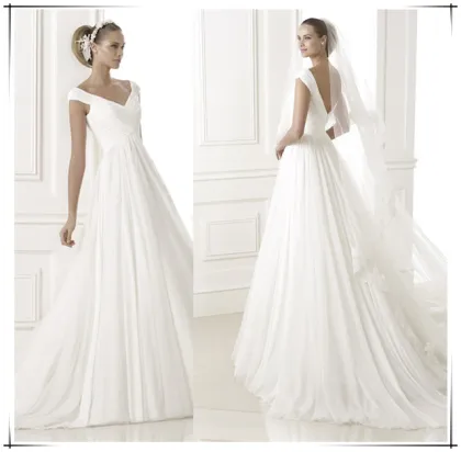 2015 Robe De Mariage Chiffon off The Shoulder Pleated Simple Bridal Wedding Dresses Hayley Paige