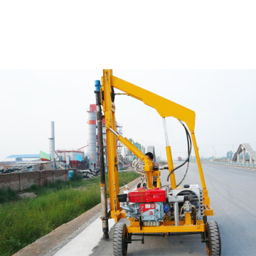 2021 Solar-Powered Highway Guardrail Wheeled Pile Driver with Hydraulic Hammer