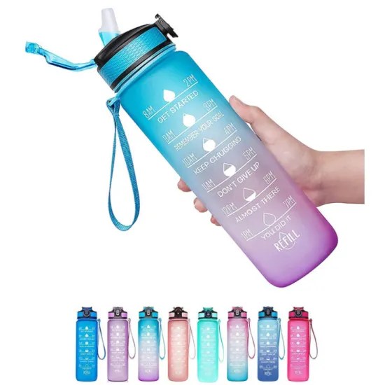 Factory Outlet: 1L Tritan Water Bottle with Gradient Colors - BPA-Free, Multi-Functional Sports Drinkware for Kids and Fitness Enthusiasts