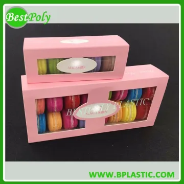 400 GSM white cardboard macaron box with plastic insert tray