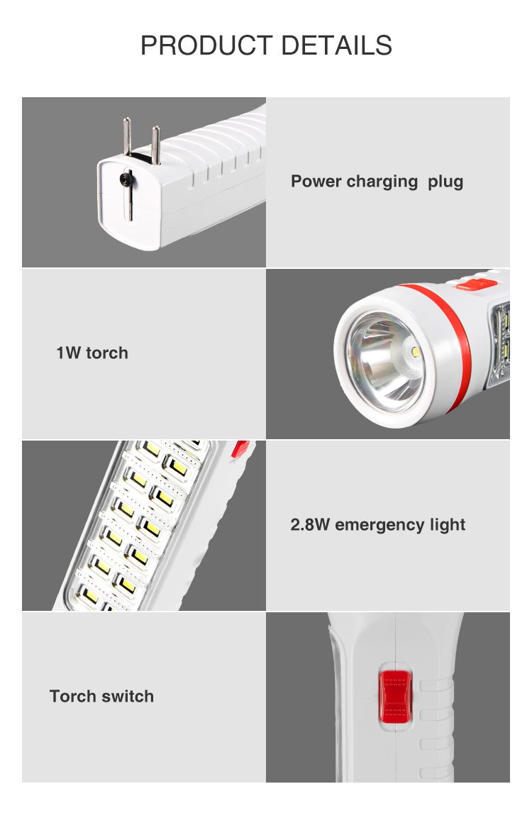 Portable Rechargeable LED Flashlight Torch with SMD Side Light-9029C-detail-6