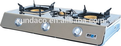 SS 3 Burner Gas Cooker for Kitchen Usage