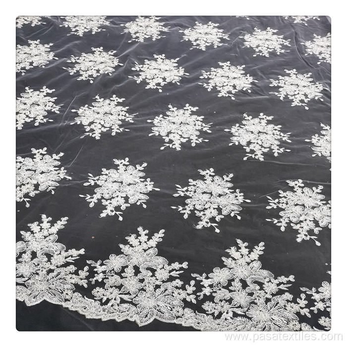 Nigerian French white bridal lace fabric