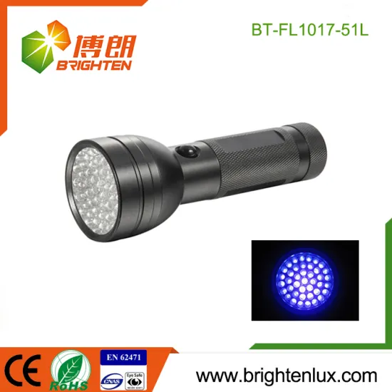 Factory Custom Made 3*AA battery Gel Nails 370nm-375nm Aluminum Ultraviolet Black light 51 UV led Torch Light