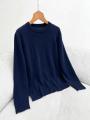 Rajutan O Leher Man Sweater Wol Murni