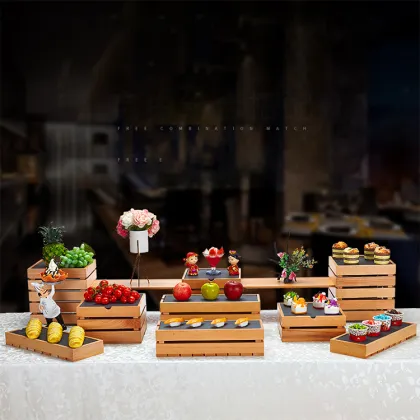 Professional Chinese Wooden Dessert Stand Fabrication Services for Hotel Banquets and Buffets