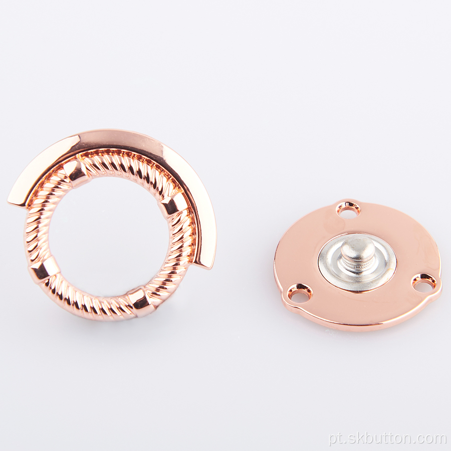 Quatro partes Spring Brass Round Snap botões