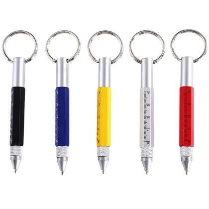 2021 New Tech Tool Pen Scale Ruler Ballpen Metal Keychain Pen with Stylus