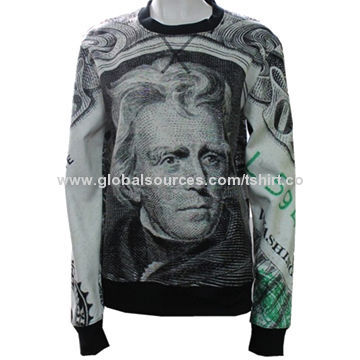 Men's Round Neck Pullover, Customized Designs Welcomed