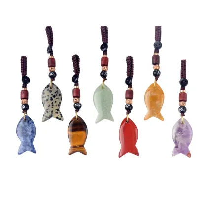 Black Obsidian Fish Pendant Woven keychain Accessories