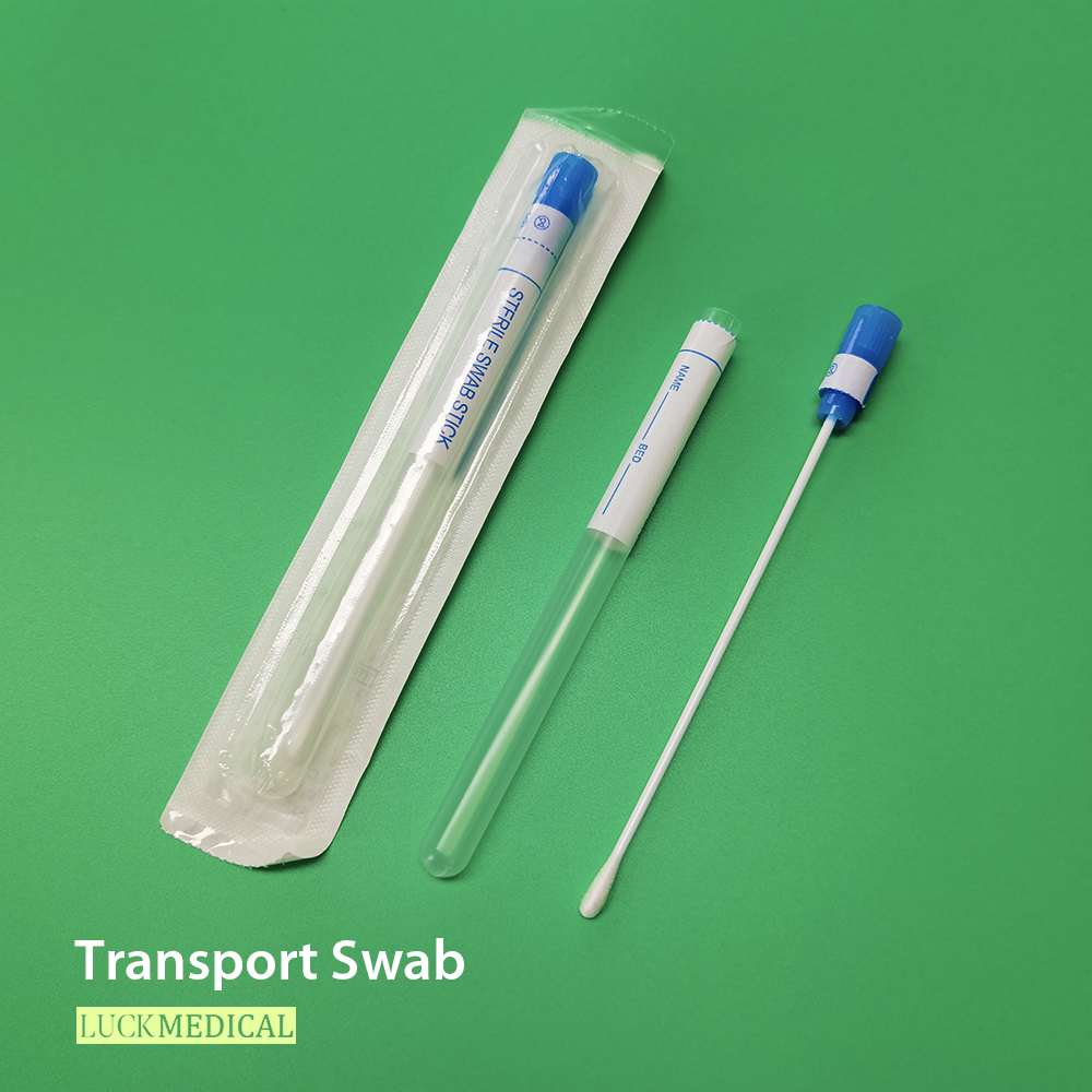 Amostra de swab de transporte no tubo com dica de rayon