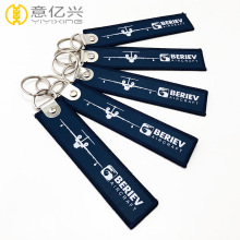 Custom color flight woven fabric keychain