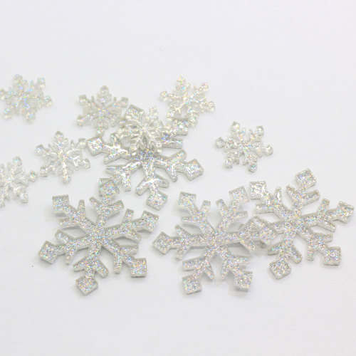 Hot koop Sneeuwvlok Transparante Plaksteen Hars Cabochon Voor DIY Art Decor Slaapkamer Bureau Ornamenten Kralen Charms