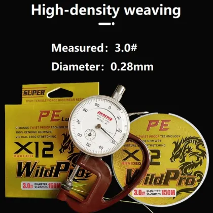 Wear-resistant Anti-bite 12x PE Braided Fishing Line, Green, 0.28mm, 150m